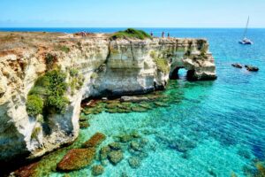Beautiful cliffs off the shore of Puglia, Italy